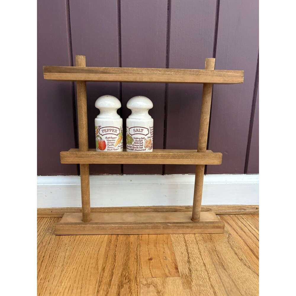 Wooden Countertop Spice Rack 3 Tier Cottage Core Farmhouse Display Shelf